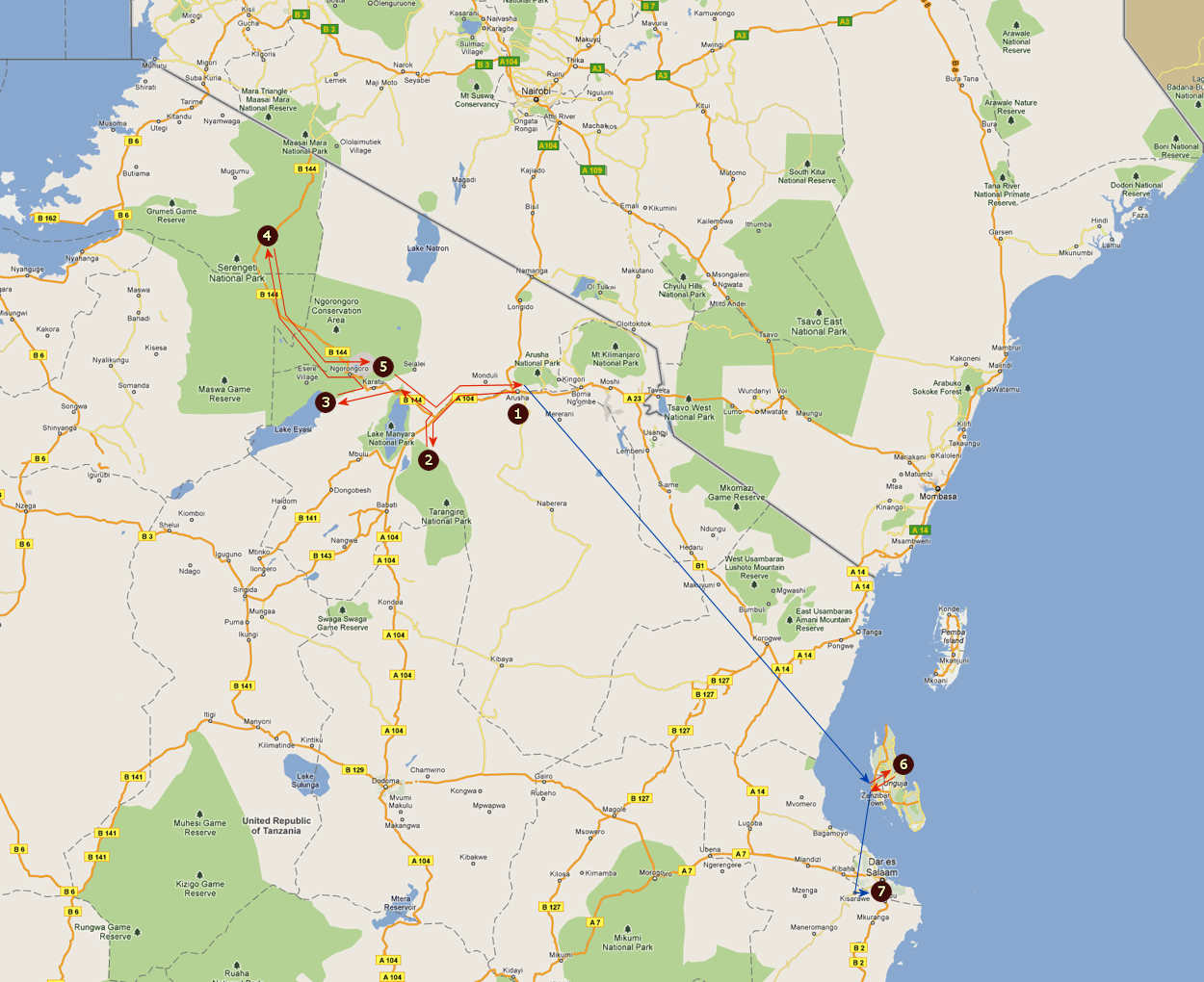 Route informatie Tanzania 12 daagse familie safari 12 daagse safari en strandvakantie Zanzibar Route informatie Tanzania 12 daagse familie safari 12 daagse safari en strandvakantie Zanzibar