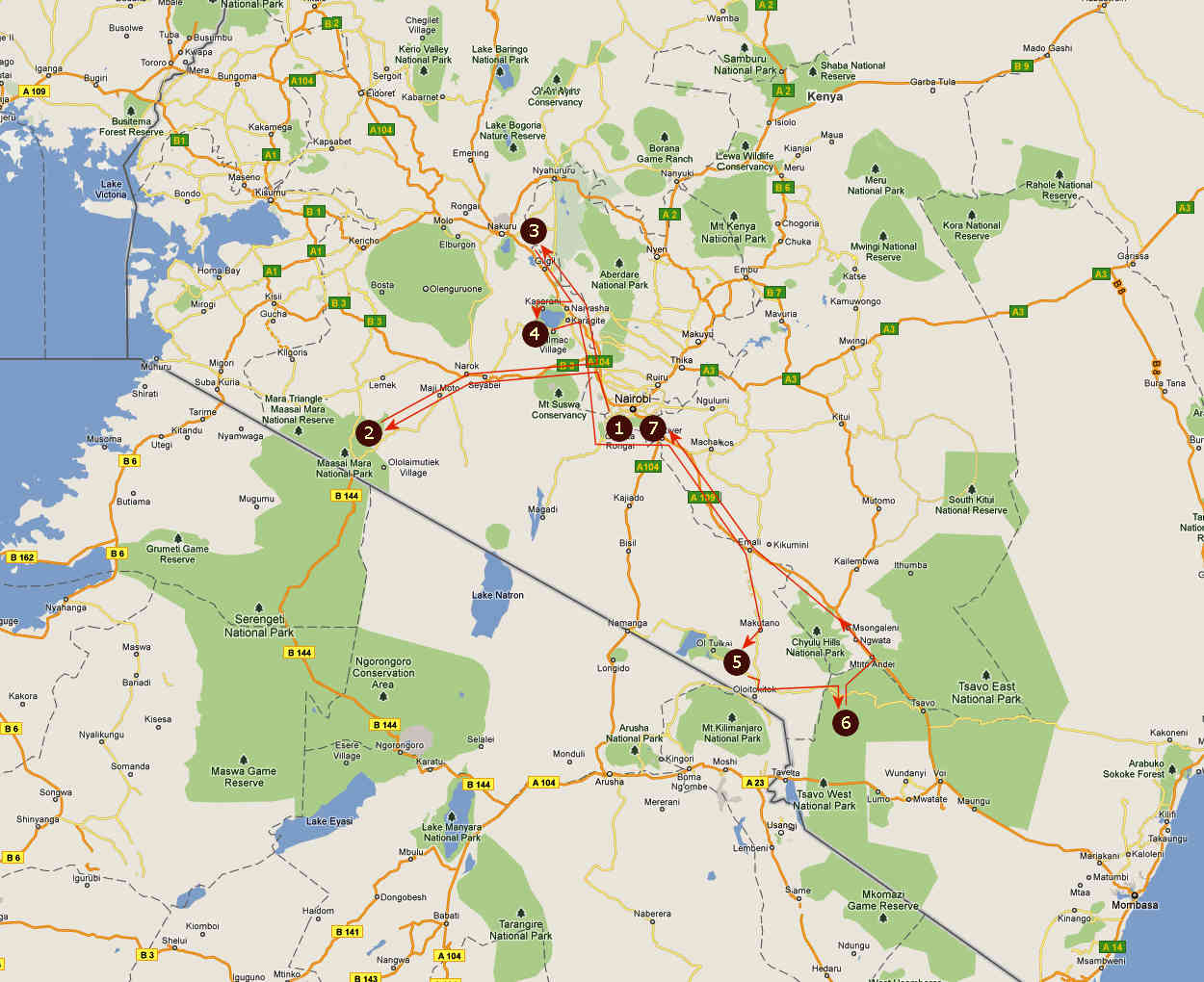 Route informatie 12 Daagse mindervalide rondreis Kenia  Avontuurlijke safari rondreis met ongekende hoogtepunten