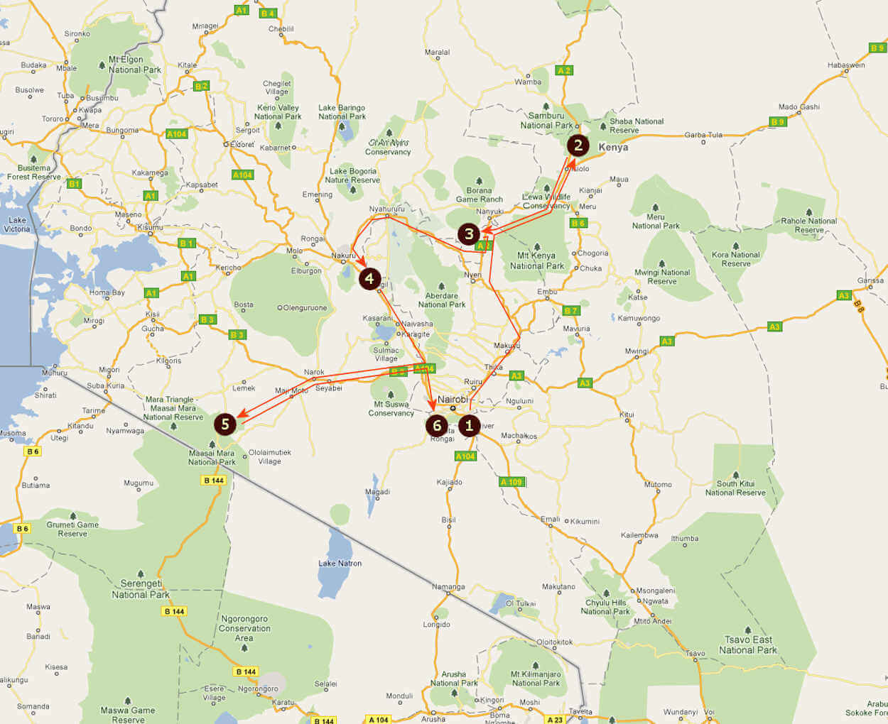Route informatie Rhino trails 9 Daagse prive safari rondreis Kenia Route informatie Rhino trails 9 Daagse prive safari rondreis Kenia