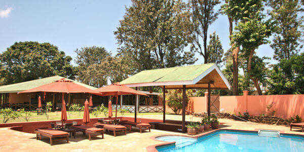 Ameg Lodge accommodatie zwembad en fitnessruimte, Kilimanjaro Nationaal Park in Tanzania