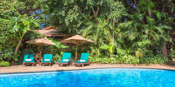 Arusha Coffee Lodge accommodatie zwembad nabij lounge, Arusha Nationaal Park in Tanzania Arusha Coffee Lodge accommodatie zwembad nabij lounge, Arusha Nationaal Park in Tanzania