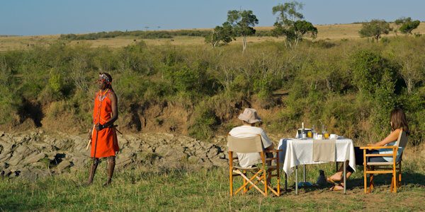 Ashnil Mara Camp accommodatie bush breakfast, Masai Mara in Kenia Ashnil Mara Camp accommodatie bush breakfast, Masai Mara in Kenia