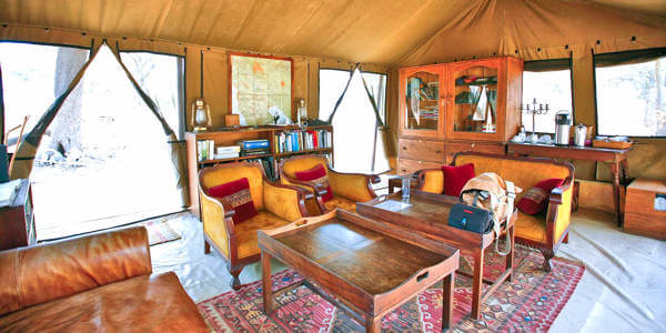 Chada Katavi Camp accommodatie interieur lounge, Katavi Nationaal Park in Tanzania