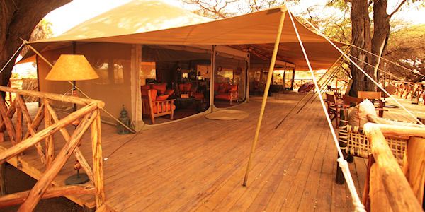 De lounge van Elephant Bedroom Camp in Samburu Nationaal Reservaat. De lounge van Elephant Bedroom Camp in Samburu Nationaal Reservaat.