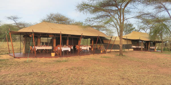 Kati Kati Tented Camp restaurant avonddiner, Serengeti Nationaal Park in Tanzania Kati Kati Tented Camp restaurant avonddiner, Serengeti Nationaal Park in Tanzania