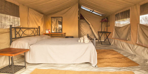Kati Kati Tented Camp accommodatie interieur standaardtent, Serengeti Nationaal Park in Tanzania Kati Kati Tented Camp accommodatie interieur standaardtent, Serengeti Nationaal Park in Tanzania