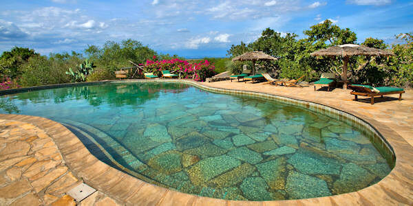 Kia Lodge accommodatie zwembad met handdoek service, Kilimanjaro Nationaal Park in Tanzania Kia Lodge accommodatie zwembad met handdoek service, Kilimanjaro Nationaal Park in Tanzania