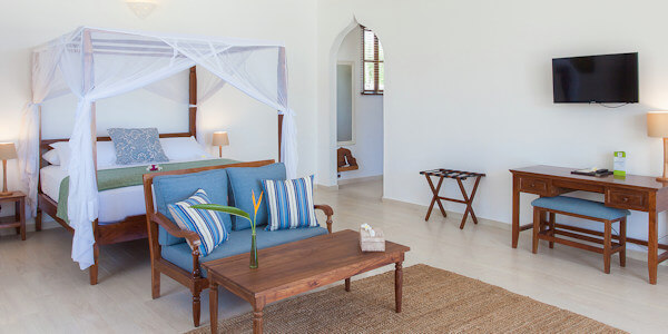 Kisiwa on the Beach accommodatie pwani garden villa interieur, Zanzibar in Tanzania