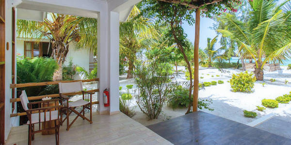 Kisiwa on the Beach bahari beachfront villa veranda, Zanzibar in Tanzania