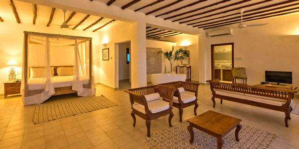 Konokono Beach Resort accommodatie seaview villa interieur, Zanzibar in Tanzania Konokono Beach Resort accommodatie seaview villa interieur, Zanzibar in Tanzania