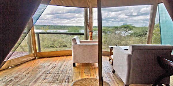 Lake Masek Tented Lodge accommodatie veranda suite, Serengeti Nationaal Park in Tanzania
