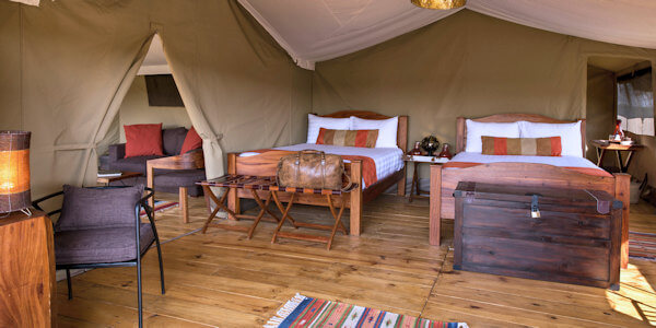 Lemala Mara Camp interieur familiekamer, Serengeti Nationaal Park in Tanzania Lemala Mara Camp interieur familiekamer, Serengeti Nationaal Park in Tanzania