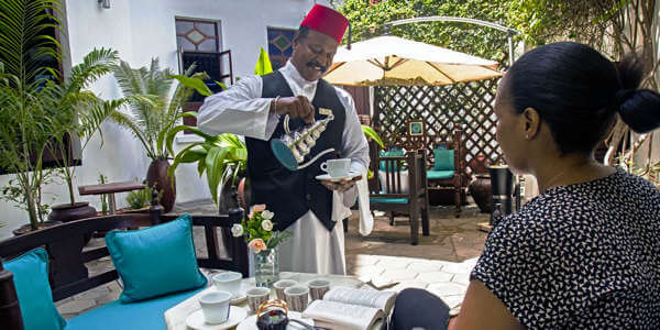 Maru Maru Hotel accommodatie fountain coffeebar, Zanzibar Stone Town in Tanzania Maru Maru Hotel accommodatie fountain coffeebar, Zanzibar Stone Town in Tanzania