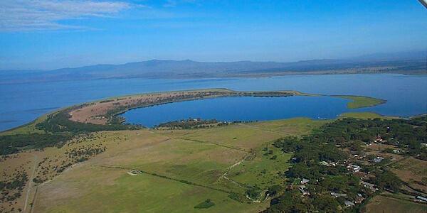 Crescent eiland, Naivasha Meer in Kenia Crescent eiland, Naivasha Meer in Kenia
