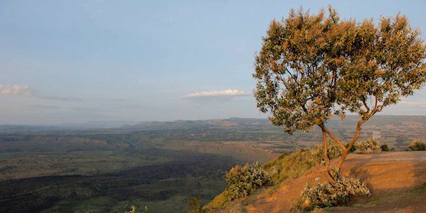 Menegai krater vergezicht vanaf de leeuwenkop rots in Kenia