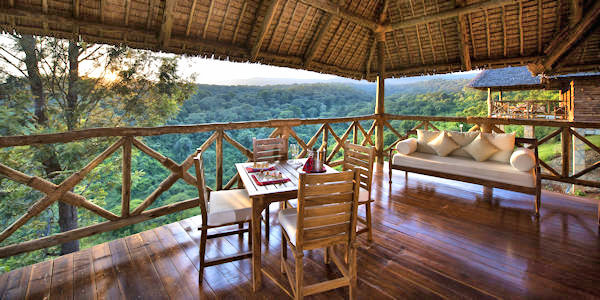 Ngorongoro Luxury Lodge cottage veranda, Ngorongoro Krater in Tanzania Ngorongoro Luxury Lodge cottage veranda, Ngorongoro Krater in Tanzania