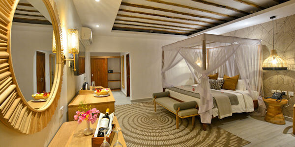 Neptune Pwani Beach Resort & Spa accommodatie interieur deluxe beach side, Zanzibar in Tanzania Neptune Pwani Beach Resort & Spa accommodatie interieur deluxe beach side, Zanzibar in Tanzania