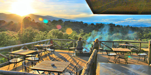Rhino Lodge restaurant veranda, Ngorongoro Krater in Tanzania Rhino Lodge restaurant veranda, Ngorongoro Krater in Tanzania
