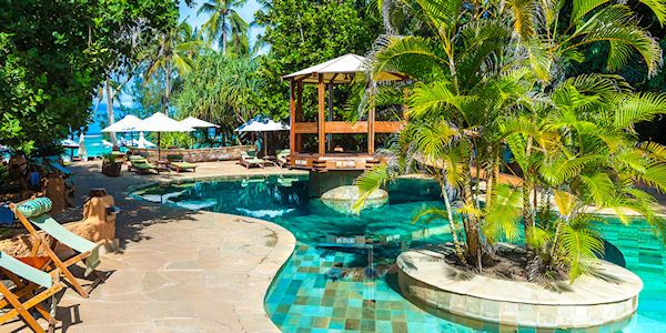 Nomad Beach Resort boven aanzicht, Diani Beach in Kenia Nomad Beach Resort boven aanzicht, Diani Beach in Kenia