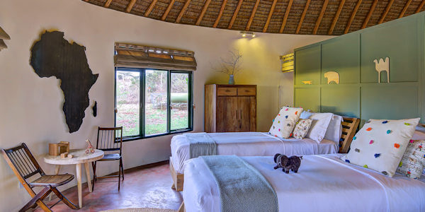 Ololo Safari Lodge accommodatie familie wing interieur slaapkamer, Nairobi in Kenia Ololo Safari Lodge accommodatie familie wing interieur slaapkamer, Nairobi in Kenia