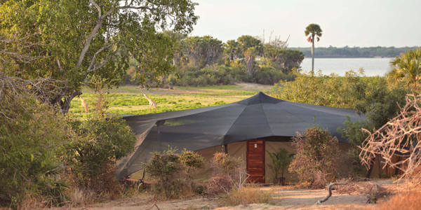 Roho ya Selous safaritent uitzicht, Nyerere Nationaal Park in Tanzania Roho ya Selous safaritent uitzicht, Nyerere Nationaal Park in Tanzania