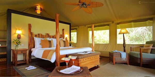 Sarova Mara Game Camp club tent inrichting, Masai Mara in Kenia Sarova Mara Game Camp club tent inrichting, Masai Mara in Kenia