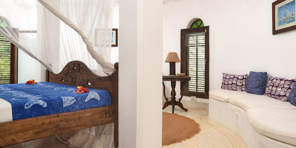 Shooting Star Lodge  accommodatie kaskazi suite villa interieur, Zanzibar in Tanzania