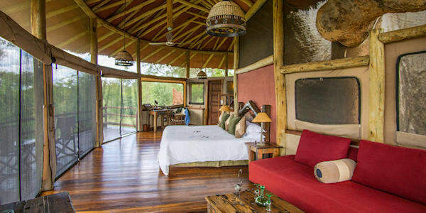 Tarangire Treetops interieur boomhut, Tarangire Nationaal Park in Tanzania Tarangire Treetops interieur boomhut, Tarangire Nationaal Park in Tanzania