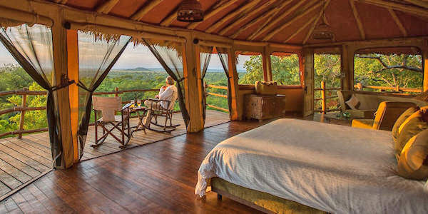 Tarangire Treetops accommodatie zonsondergang boomhut, Tarangire Nationaal Park in Tanzania Tarangire Treetops accommodatie zonsondergang boomhut, Tarangire Nationaal Park in Tanzania