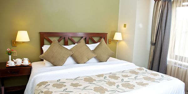 Treetops Lodge gasten kunnen sereen in de lodge overnachten in de standaard kamer. Aberdare Nationaal Park in Kenia