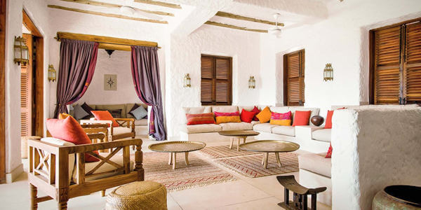 Ziwani Lodge accommodatie lounge interieur, Lake Eyasi in Tanzania Ziwani Lodge accommodatie lounge interieur, Lake Eyasi in Tanzania